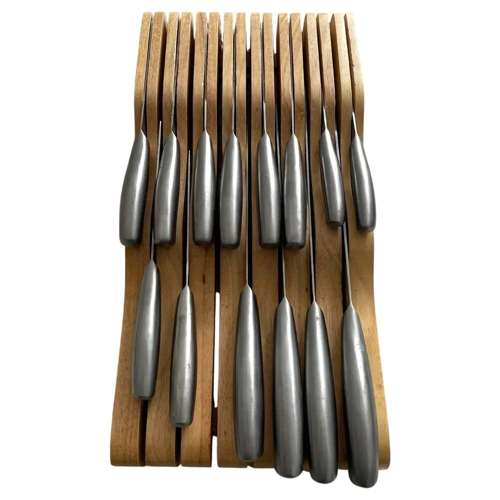 Hessler Gourmet Series 14 Piece Cutlery Knife Set w/ Wood In-Drawer Organizer